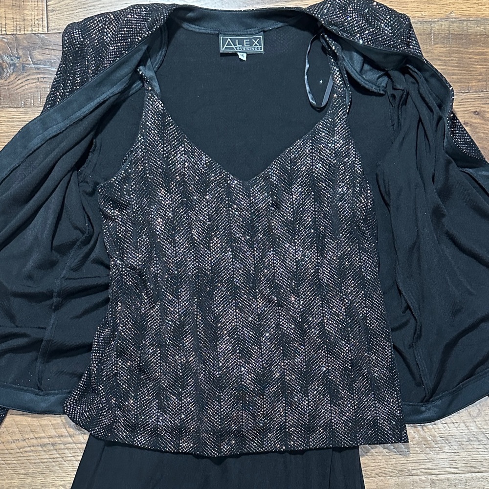 Alex Evenings Black Dress with Metallic Accents - Picture 4 of 7